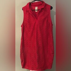 Faded Glory Women’s Red Lace Sleeveless Dress Fully Lined Size XL
